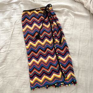 Farm Rio Rainbow Crochet Wrap Midi Skirt XS